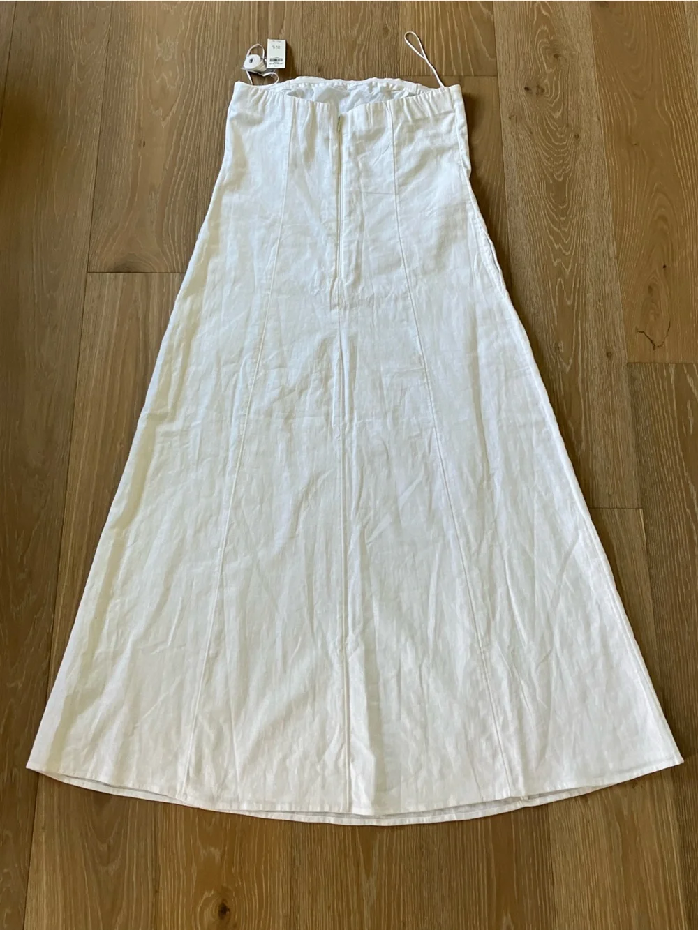 Abercrombie & Fitch White Dress Linen Cotton Skimming Strapless Maxi L Tall